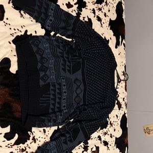 Navy Geometric Crewneck Sweater